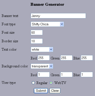 Banner Generator Text Settings